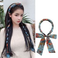蓝色 发箍发带女绑发丝巾超仙宽边带齿压发头箍编辫子气质长飘带头饰品