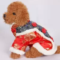 唐装红色款如图 S 金贝儿狗狗雨衣泰迪比熊宠物狗猫衣服四脚雨衣 雨鞋 唐装