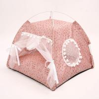 S(38*40*36) 粉色蝴蝶结 宠物猫窝帐篷窝猫屋冬季狗窝可折叠猫咪房子床垫子可拆洗四季通用