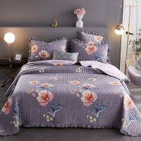 月夕花朝 90*200(单床盖) 床盖三件套水晶绒法兰绒冬季加厚双人夹棉床单冬季加绒榻榻米床罩