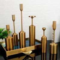 单件 金色烛台欧式轻奢金属工艺品蜡烛烛台六件套金色蜡烛