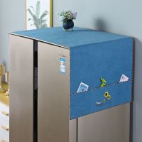 新时代蓝色-向日葵 35/100cm[微波炉无兜] 冰箱防尘防滑双开门盖巾轻奢高档透气海尔防滑防尘罩遮盖布保护罩