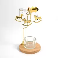 常规款-金色木马 带杯 送茶烛2a 蜡烛台座简约北欧ins烛台摆件蜡烛家用浪漫烛光晚餐香薰蜡烛装饰