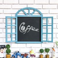 假窗黑板 (旧蓝色) 欧式复古现代时尚假窗造型黑板留言板壁饰壁挂家居墙面上装饰品