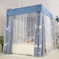 小白云 120*200cm[单布帘] 家用蚊帐床帘一体式三开门床幔遮光蚊帐支架杆子1.2m1.8m