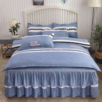 简单时光-[南极人] 1.2*2.0米床[三件套] 床裙四件套简约公主风亲肤床单被套磨毛床罩床上用品三件套