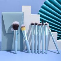 新款雾霾蓝+[旅行皮包] 李佳琪推荐8支化妆套刷套装刷包软毛眼影刷高光散粉刷套装初学者