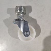 特惠一个1.5寸白轮无刹车 4分弯头专用 螺纹万向轮晒衣架脚轮水管衣架轮子4分6分管静音轮带丝钢管圆管轮