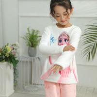 白+粉 100 冬季儿童女睡衣套装爱莎公主家居服加绒加厚睡衣冰雪奇缘卡通睡衣