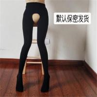 黑色连袜[开档] 200克薄绒[90-120斤] 光腿神器女春秋冬季薄款裸感肉色加绒加厚开裆打底裤连裤袜超自然