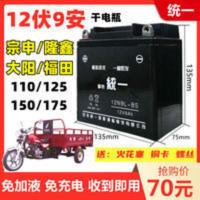 燃油三轮车宗申隆鑫福田110-175摩托统一免维护蓄电池12V9A干电瓶 燃油三轮车宗申隆鑫福田110-175摩托免维护