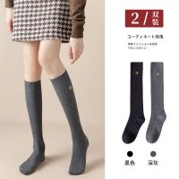 [皇冠小腿袜]黑色+深灰 女生33-39均码 小腿袜女夏季薄款jk袜子儿童学生长筒袜女童大童过膝半截中筒长袜