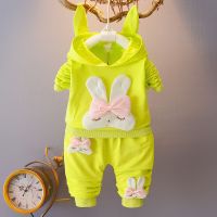 荧光绿 小兔子套装 80 女宝宝春秋装洋气童装女童可爱兔子两件套小孩秋季衣服1-2-3-4岁