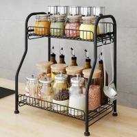 [国产好货]厨房收纳置物 +挂钩 厨房调料架调味品瓶罐佐料架筷子娄置物架台面家用架子收纳神器