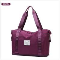 普通版一层扩容紫红色 短途旅行包包女大容量轻便可双层扩容手提收纳健身便携行李出行包