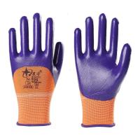 紫色 星宇N598(12双) M 手套N598工作机械耐磨防滑浸胶带胶防护干活塑胶户外胶皮手套