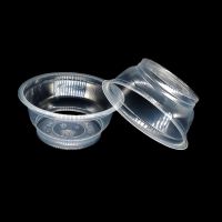 350ML 实惠款100只 一次性碗塑料圆碗外卖烧烤野餐透明打包餐盒梅花碗350ML家用饭碗