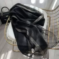 黑色 杭州丝绸桑蚕丝丝巾女春季百搭长款纱巾保暖披肩羊毛真丝围巾秋冬