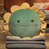 恐龙 抱枕含花瓣50x50厘米[无毯子] 萌系抱枕被子两用办公室二合一午睡枕神器车载客厅沙发靠垫空调被