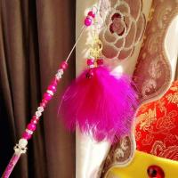 玫红 奇特杂货店双铃铛羽毛水晶珠逗猫棒宠物仙女棒逗猫杆猫狗互动玩具