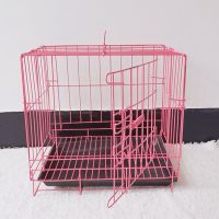 350粉色35*26*33 无礼品(含托盘+脚垫) 猫狗笼折叠猫笼子特价家用室内猫笼大中小型猫咪笼具双层猫别墅