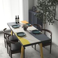 皮桌布-拼色线条 80*80cm 无味皮革餐桌垫简约防水防油防烫免洗桌布长方形电视柜茶几厚垫子