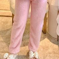 1#粉色裤 M 码80-105斤 睡衣女秋冬季法兰绒加绒加厚睡袍连帽长款浴袍女士珊瑚绒家居服女