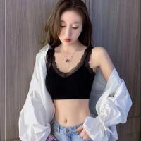 一件装[黑色]## S[60-80斤] 加肥加大保暖背心女吊带内衣自带胸垫加绒加厚弹力修身性感打底衫