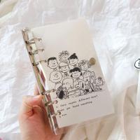 外壳+内页45张+封面1张款 不加笔o 韩国ins简约风史努比查理活页手帐本A6网格笔记本学生旅行日记本
