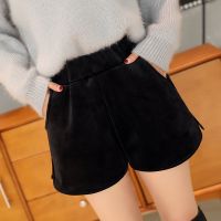 开叉款-秋冬加绒(双面绒) S 适合80-90斤 200斤金丝绒阔腿短裤冬天配靴子大码女裤子秋冬外穿百搭高腰显瘦