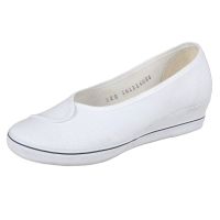 白色 34 青岛环球国途中跟坡跟女鞋护士鞋休闲布鞋牛筋白/黑色小白鞋