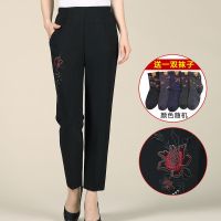 百合花 XL 建议80-105斤 中老年女裤外穿宽松妈妈裤子春秋长裤老人休闲直筒裤女奶奶装春装