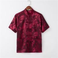 大龙短袖红色[上衣] 165(建议95到120斤) 夏季中老年唐装短袖男士爸爸套装大码爷爷老人衣服60-70-80岁男装