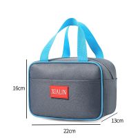 牛津纺-深灰 饭盒手提包保温袋铝箔加厚外出野餐包大号午餐便当袋带饭手提袋子
