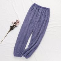 XQ-黛西鸭单睡裤-紫色 S 韩版珊瑚绒秋冬季睡衣女可爱黛西鸭加绒加厚睡袍睡裙家居服套装