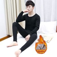 纯色黑色(上衣+裤子) 165/M(75-95斤) 青少年12冬季13保暖内衣15男孩16岁大童初中学生棉毛衫秋衣裤套装