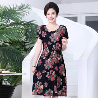 006-1918# XL [建议90-110斤] 200斤特大码棉绸连衣裙女夏季中老年人50岁加肥胖妈妈装遮肚裙子