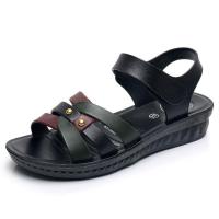 878黑色 36 偏小一码(收藏优先发) 夏季妈妈凉鞋女士平底防滑耐磨凉拖鞋中老年凉鞋奶奶鞋平跟孕妇鞋