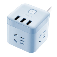 公牛插座排插拖线板插排晴空蓝魔方USB插座1.5米GN-U303UB插线板