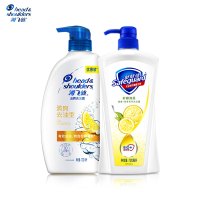 海飞丝洗发水+舒肤佳沐浴露套装 洗发露700ml+薄荷沐浴露720ml 1420ml 洗发露去屑去油洗头膏男士专用大瓶舒