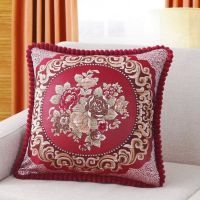 方.红 48*48cm单个枕套 欧式沙发抱枕靠垫高档卧室腰枕双面靠枕靠垫套含芯客厅靠背枕