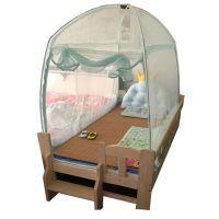 米黄 74*145 儿童床蚊帐带支架公主风小床88×168防摔80 150学生宿舍蒙古包0.9