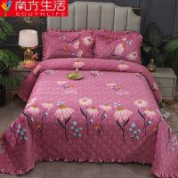 许愿花豆沙[加厚保暖] 48X74cm[同款枕套]一只 水晶绒印花床盖防滑保暖床单秋冬款单双人榻榻米双层加厚夹棉炕毯