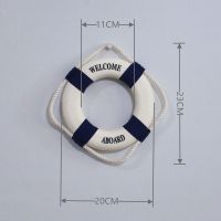 20CM蓝色救生圈 海洋风格装饰品船舵救生圈船锚海星挂件壁饰墙上过道室内壁饰