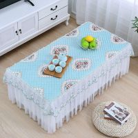 典雅花型特价-蓝 宽40*长50*高15 茶几桌布长方形茶几套罩布艺蕾丝餐桌垫客厅家用欧式电视柜防尘罩