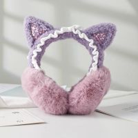 紫色 猫耳罩冬天女可爱耳朵保暖耳捂冬季护耳毛绒耳包防冻耳套防风神器