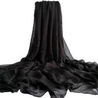 纯色黑色[1.75米*0.7米] 杭州丝巾披肩春秋长款纱巾围巾女冬款超大雪纺韩版百搭丝巾沙滩巾
