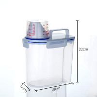 常规量杯款[PP材质]1.5L 洗衣粉收纳盒家用大小号塑料桶带盖罐子狗粮专用容器密封带勺盒子