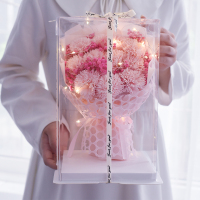 11粉康+灯串+粉白装+蛋糕盒 干花包 蓝色满天星干花礼盒情人节生日礼物女香皂玫瑰花束毕业送闺蜜表白