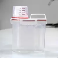 经典红色小 洗衣粉盒子塑料有盖带量杯家用收纳罐装洗衣粉的盒子迷你洗衣粉桶